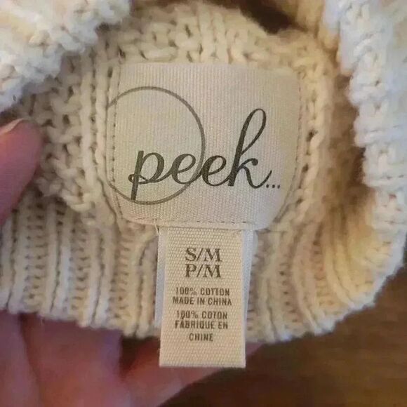 Peek Women's Cream Cotton Knit Slouchy Beanie - Picture 5 of 5